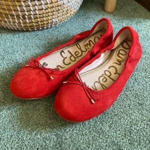 Sam Edelman Felicia Red Suede Ballet Flats